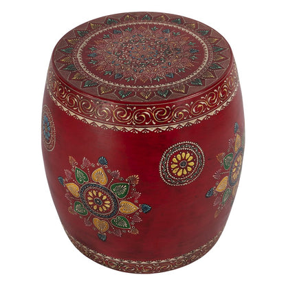 Imani 17" W Round Iron Drum Side Table, Red