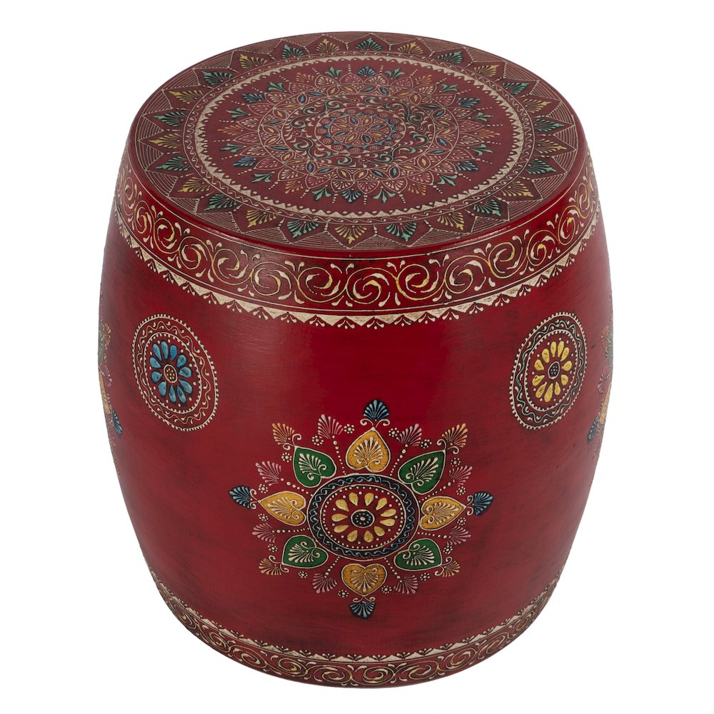 Imani 17" W Round Iron Drum Side Table, Red