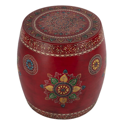 Imani 17" W Round Iron Drum Side Table, Red