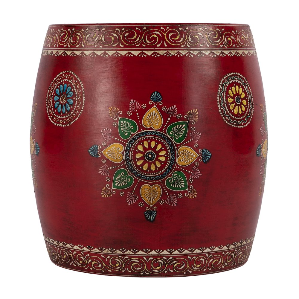 Imani 17" W Round Iron Drum Side Table, Red