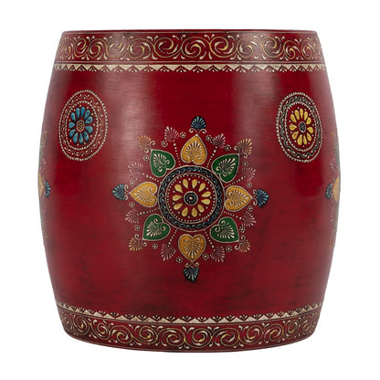 Imani 17" W Round Iron Drum Side Table, Red