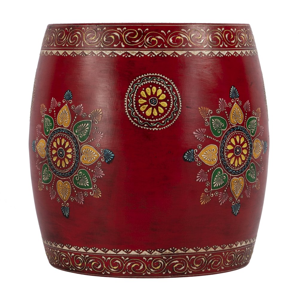 Imani 17" W Round Iron Drum Side Table, Red