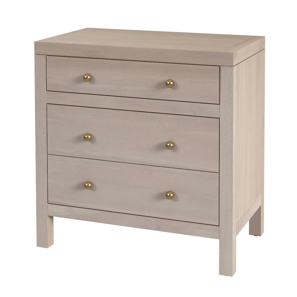 Nora 25 in. W Rectangular Wood 3 Drawer Nightstand, Taupe