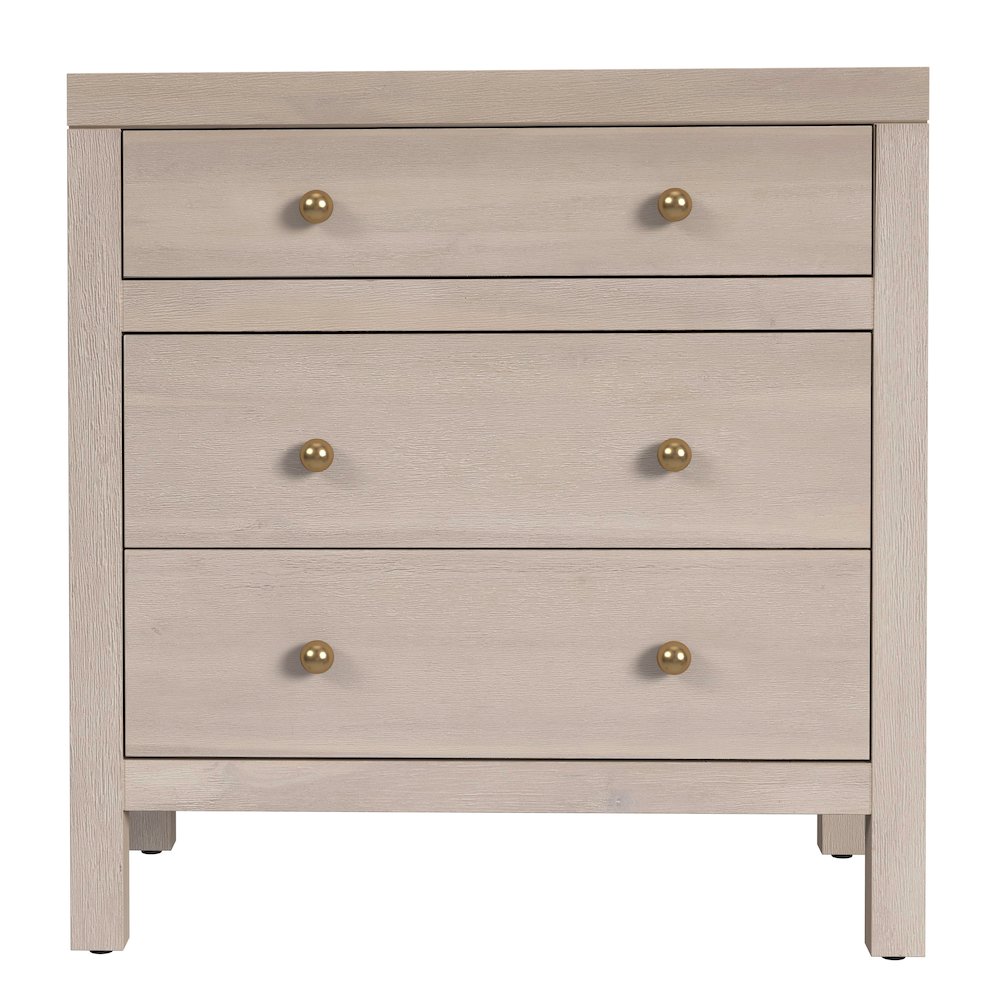 Nora 25 in. W Rectangular Wood 3 Drawer Nightstand, Taupe