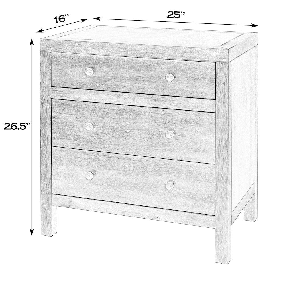 Nora 25 in. W Rectangular Wood 3 Drawer Nightstand, Coffee