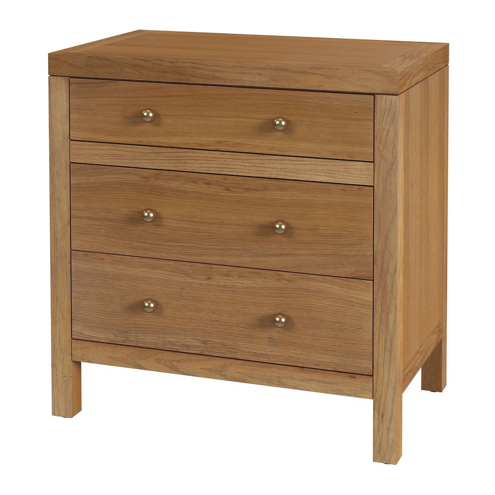 Nora 25 in. W Rectangular Wood 3 Drawer Nightstand, Natural