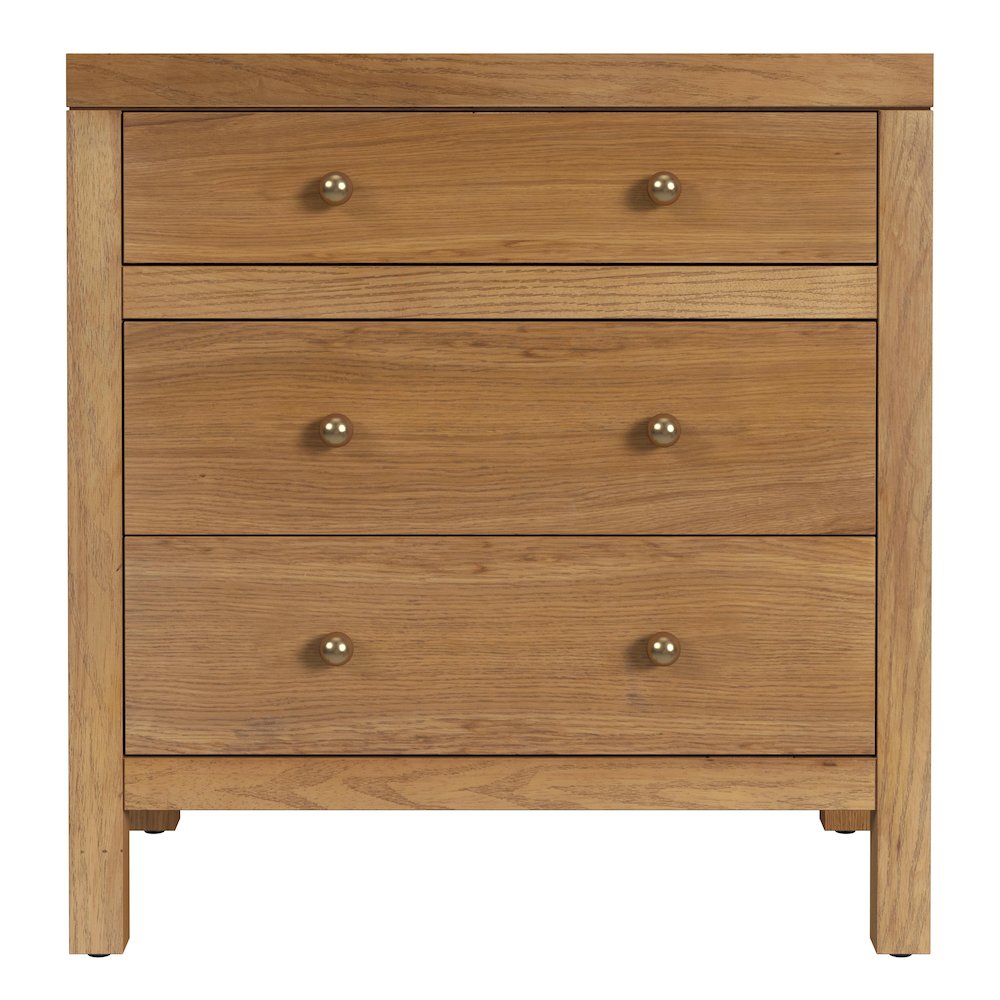Nora 25 in. W Rectangular Wood 3 Drawer Nightstand, Natural