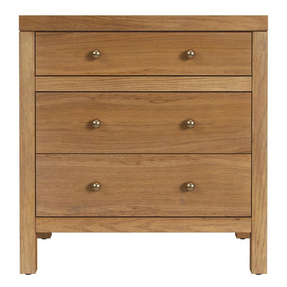 Nora 25 in. W Rectangular Wood 3 Drawer Nightstand, Natural