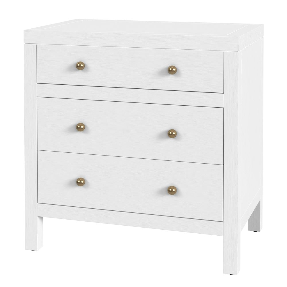 Nora 25 in. W Rectangular Wood 3 Drawer Nightstand, White