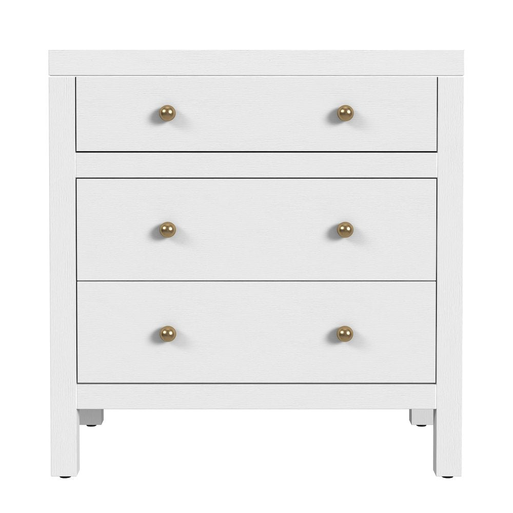 Nora 25 in. W Rectangular Wood 3 Drawer Nightstand, White