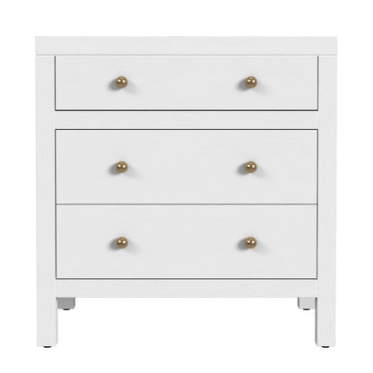 Nora 25 in. W Rectangular Wood 3 Drawer Nightstand, White