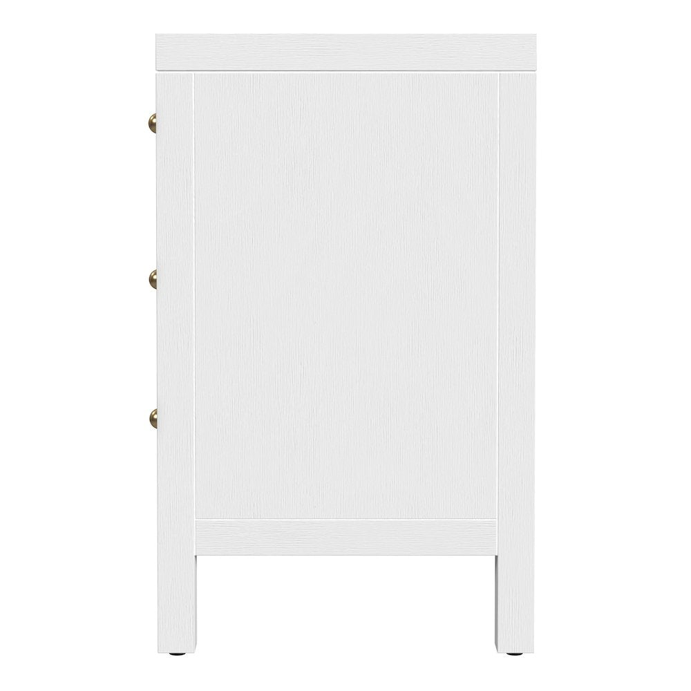 Nora 25 in. W Rectangular Wood 3 Drawer Nightstand, White