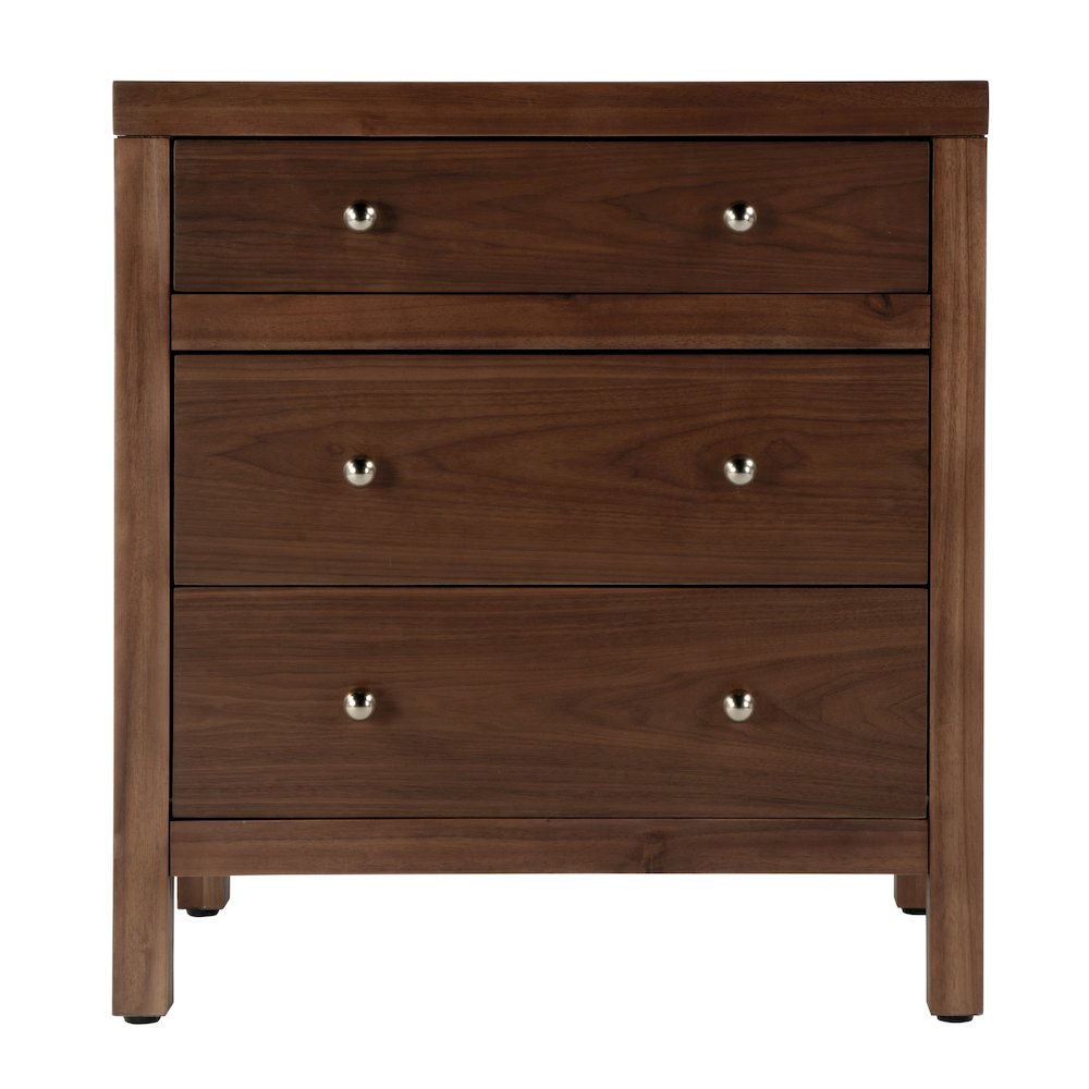 Nora 25 in. W Rectangular Wood 3 Drawer Nightstand, Medium Brown