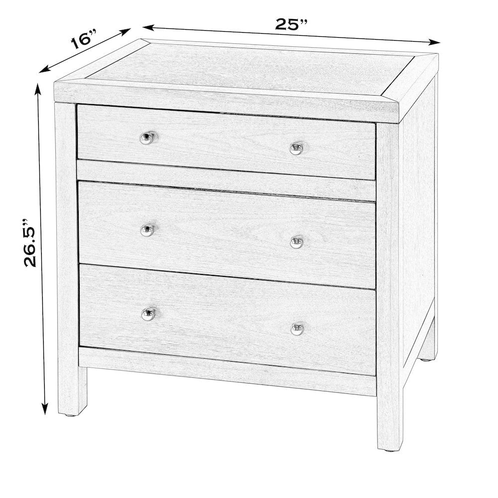 Nora 25 in. W Rectangular Wood 3 Drawer Nightstand, Medium Brown