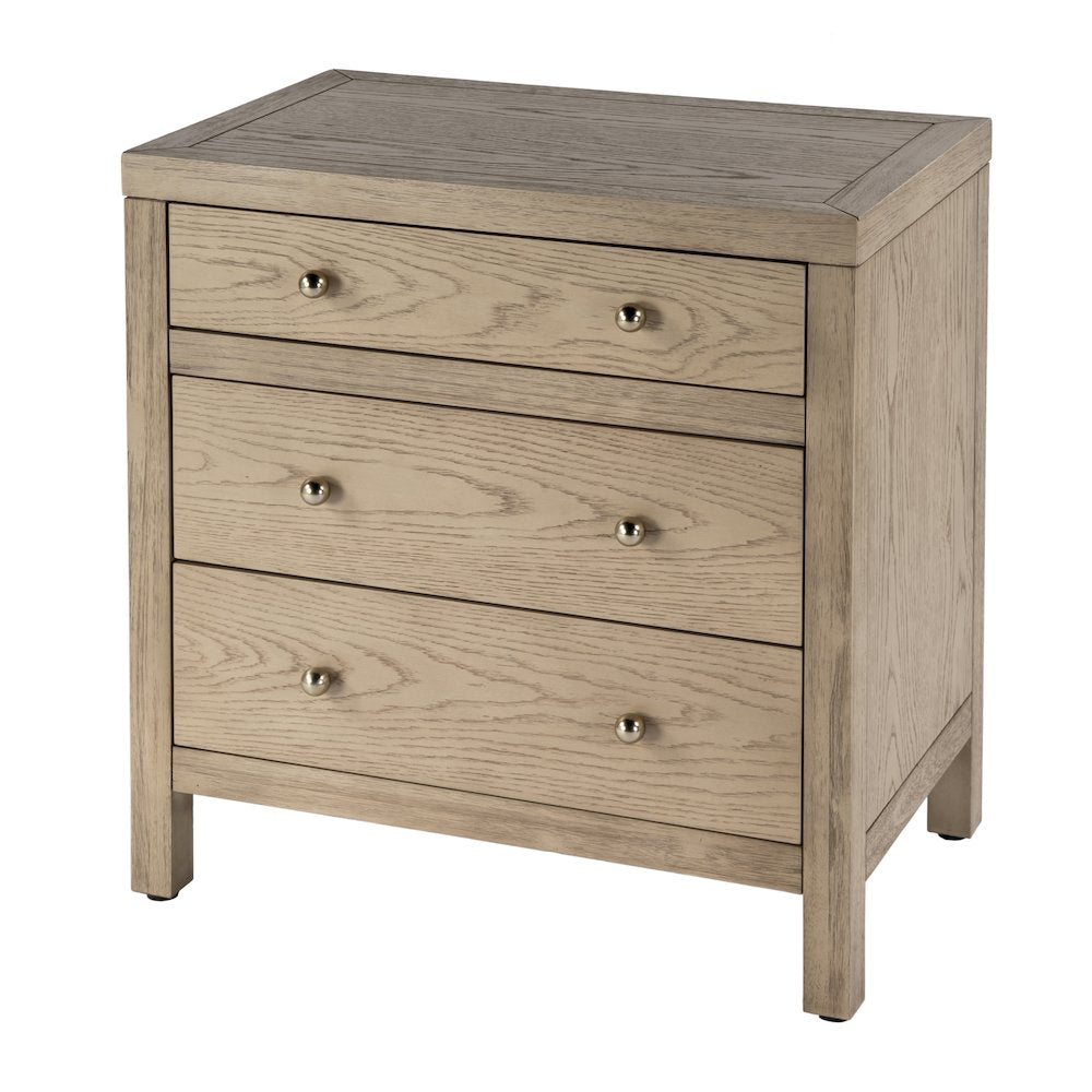 Nora 25 in. W Rectangular Wood 3 Drawer Nightstand, Light Brown
