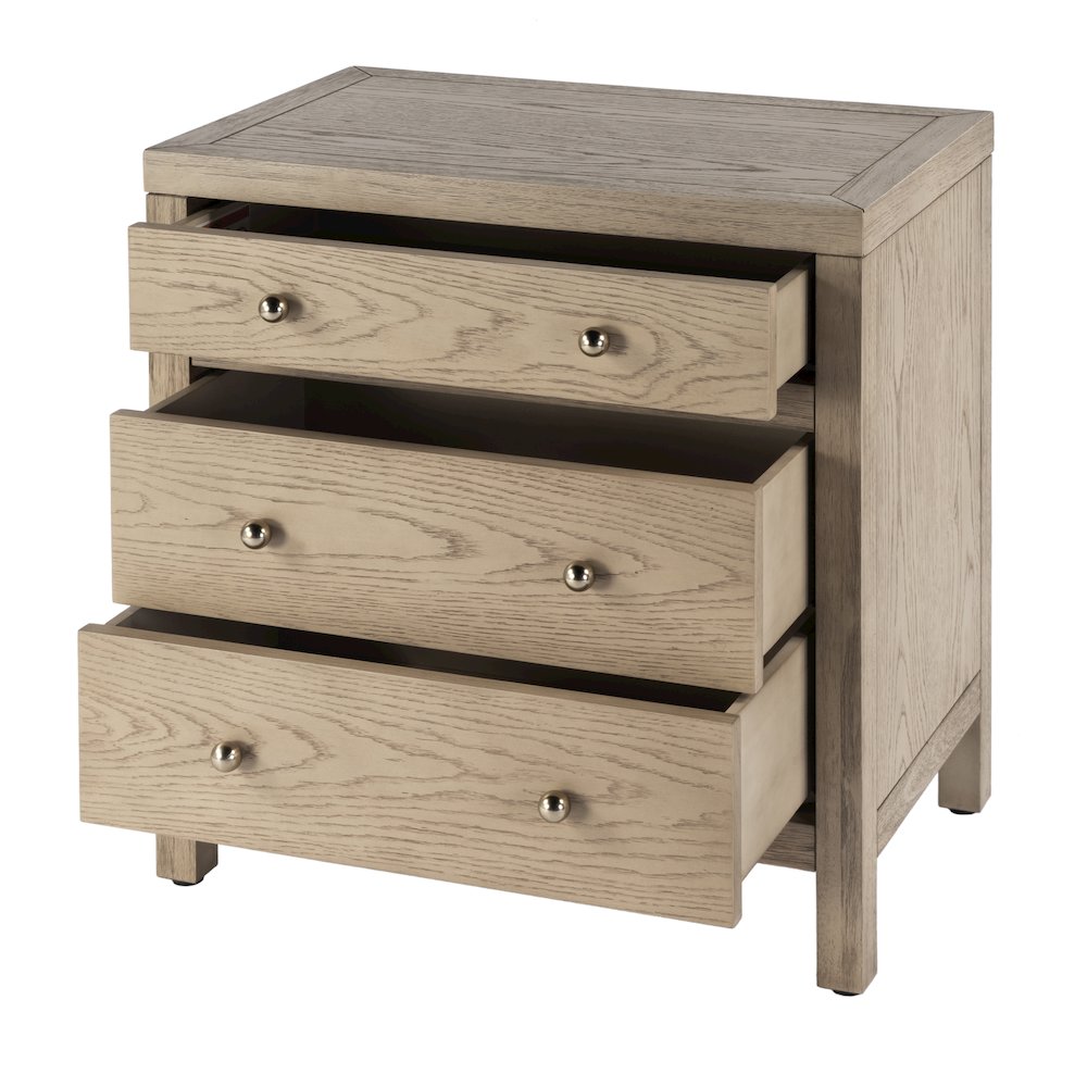 Nora 25 in. W Rectangular Wood 3 Drawer Nightstand, Light Brown