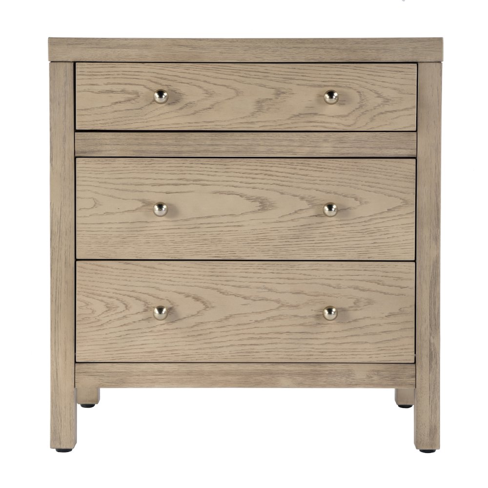 Nora 25 in. W Rectangular Wood 3 Drawer Nightstand, Light Brown