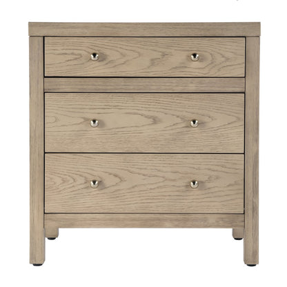 Nora 25 in. W Rectangular Wood 3 Drawer Nightstand, Light Brown