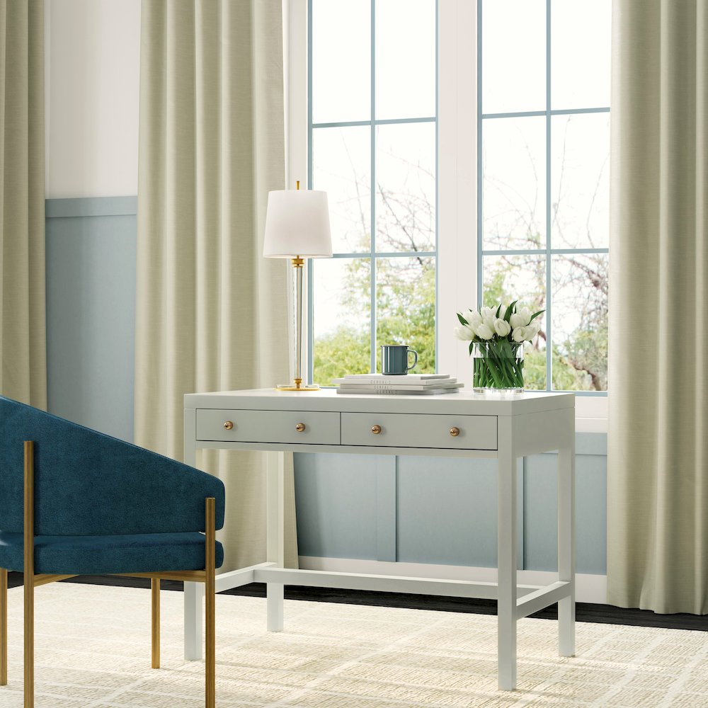 Nora 40 in. W Rectangular Wood 2 Drawer Writing Desk, Sage Green