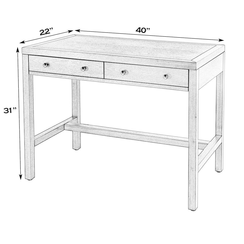 Nora 40 in. W Rectangular Wood 2 Drawer Writing Desk, Sage Green