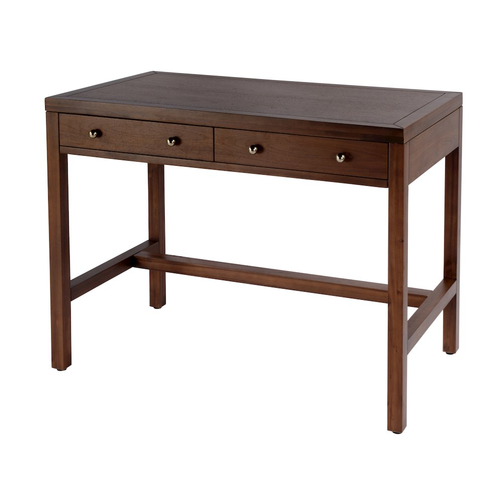 Nora 40 in. W Rectangular Wood 2 Drawer Writing Desk, Medium Brown