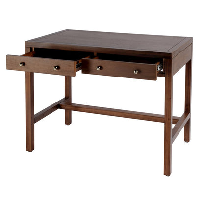 Nora 40 in. W Rectangular Wood 2 Drawer Writing Desk, Medium Brown
