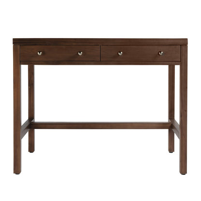Nora 40 in. W Rectangular Wood 2 Drawer Writing Desk, Medium Brown