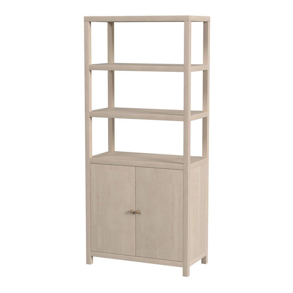 Nora 32 in W. x 72 in. H Wood 3- Tier Etagere Bookcase, Taupe
