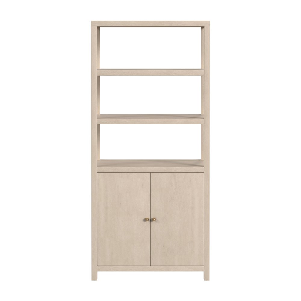 Nora 32 in W. x 72 in. H Wood 3- Tier Etagere Bookcase, Taupe