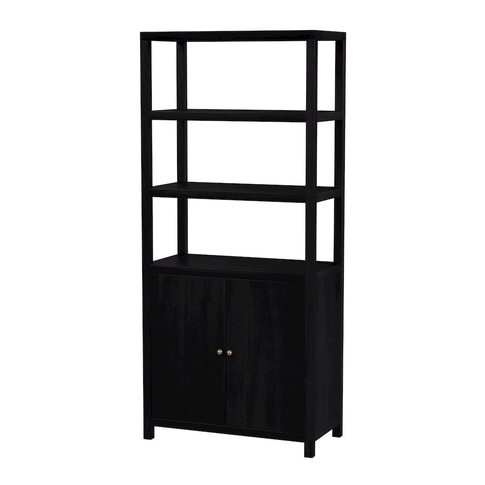 Nora 32 in W. x 72 in. H Wood 3- Tier Etagere Bookcase, Coffee