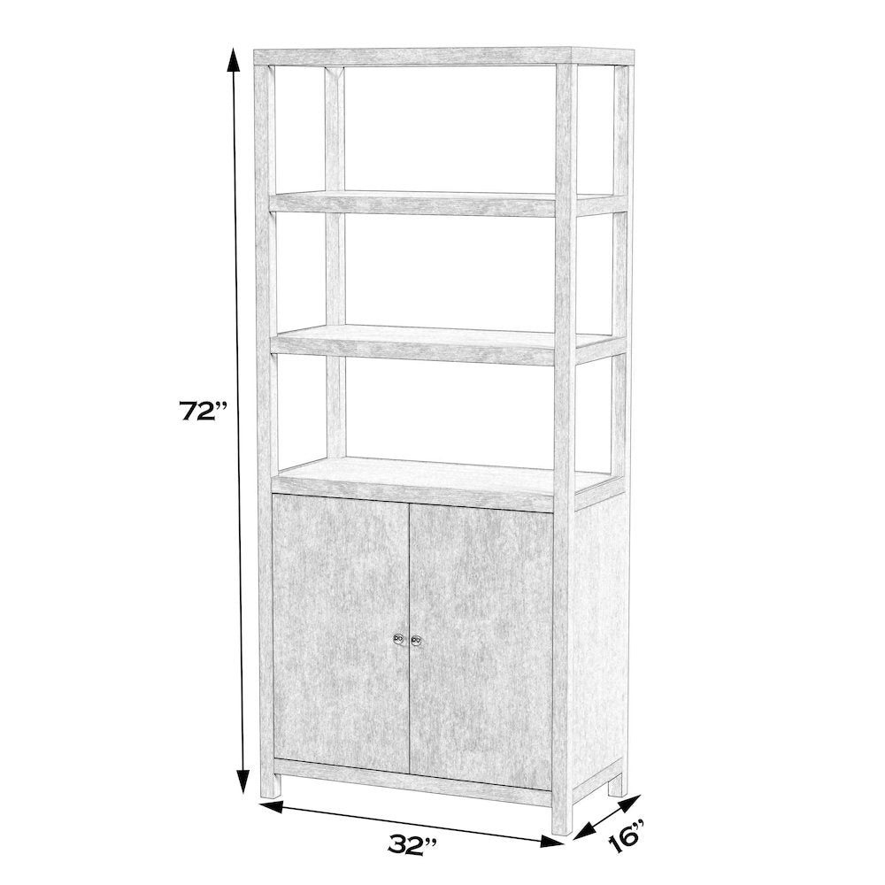 Nora 32 in W. x 72 in. H Wood 3- Tier Etagere Bookcase, Natural