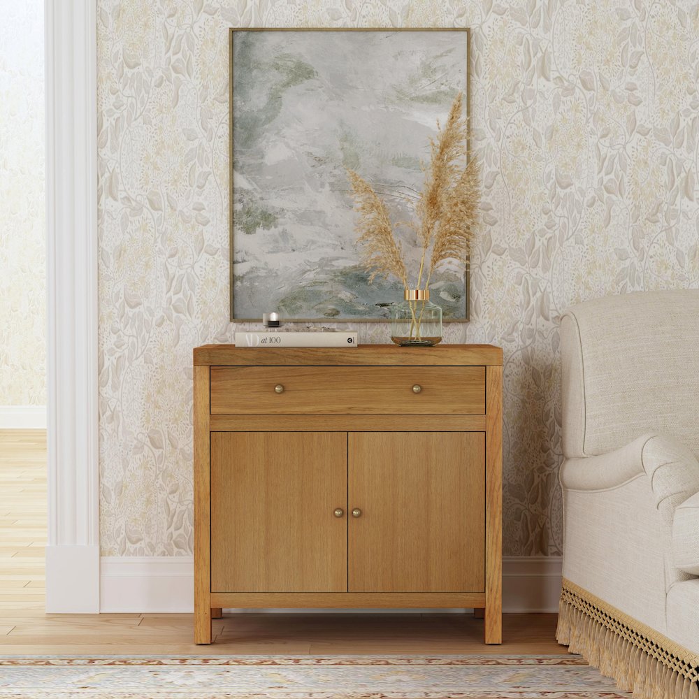 Nora 31 in. W 1 Drawer 2 Door Accent Storage Cabinet, Natural
