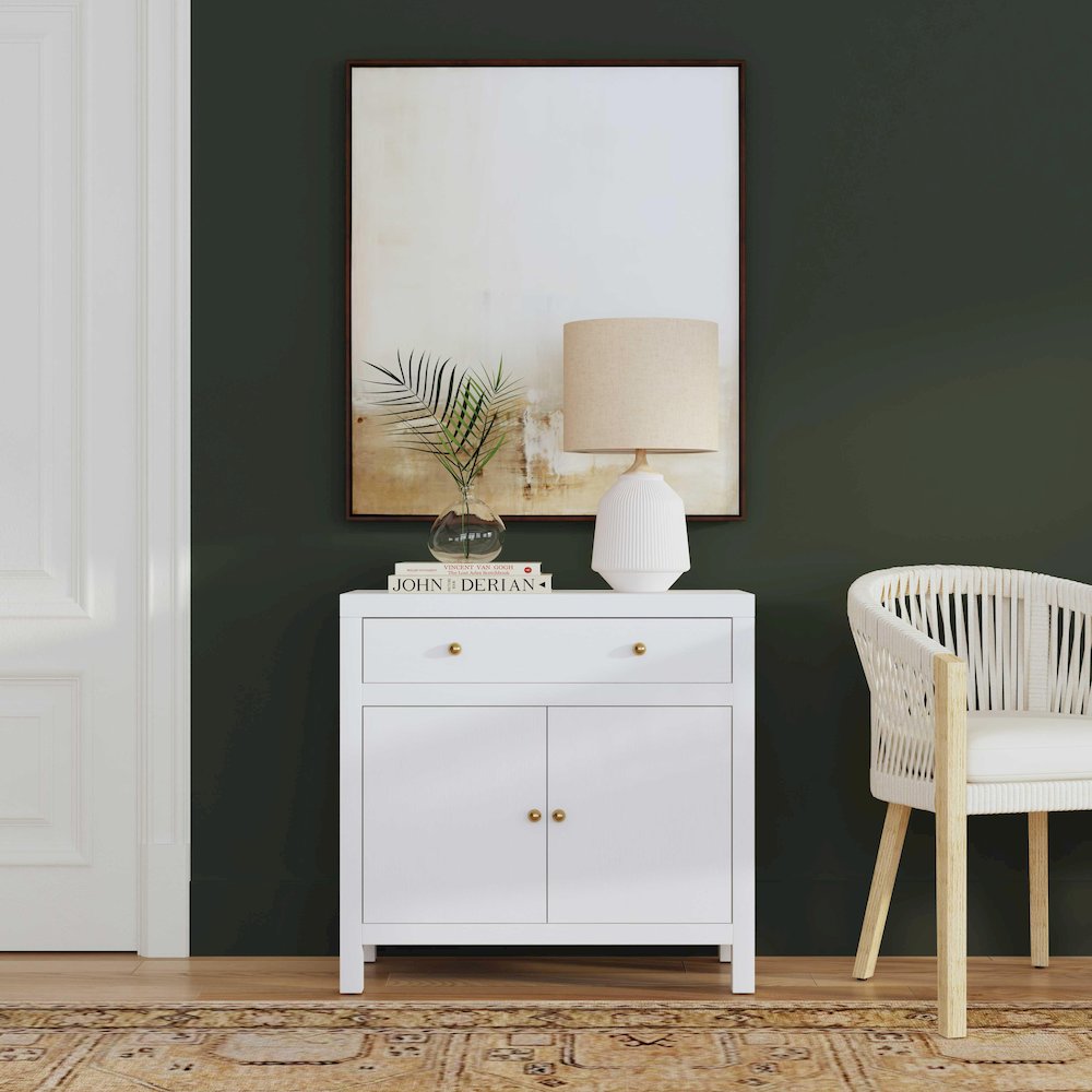 Nora 31 in. W 1 Drawer 2 Door Accent Storage Cabinet, White