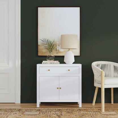 Nora 31 in. W 1 Drawer 2 Door Accent Storage Cabinet, White