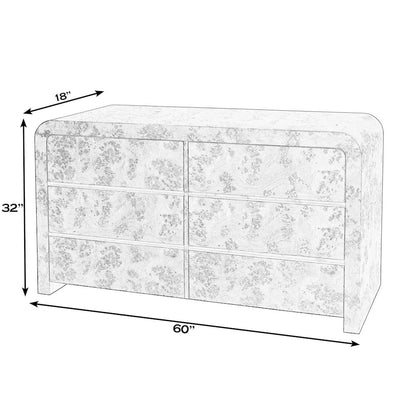 Cora 60.5 in. W Wood Burl 6 Drawer Dresser, Light Brown