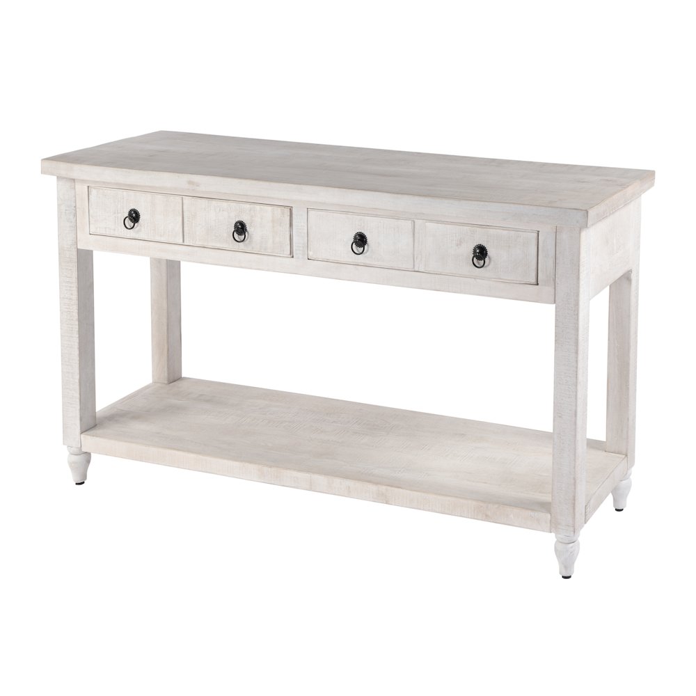 54 in. W Rectangular Solid Wood 2 Drawer Console Table with Open Lower Shelf