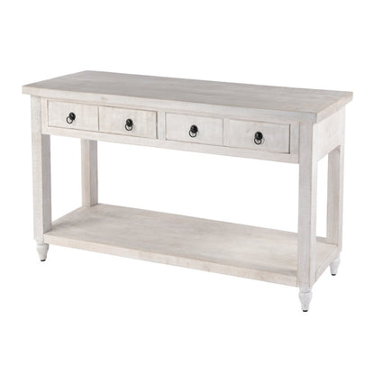 54 in. W Rectangular Solid Wood 2 Drawer Console Table with Open Lower Shelf