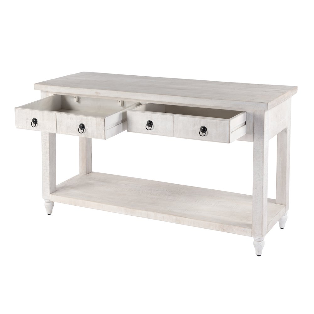 54 in. W Rectangular Solid Wood 2 Drawer Console Table with Open Lower Shelf