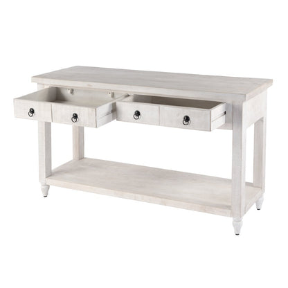 54 in. W Rectangular Solid Wood 2 Drawer Console Table with Open Lower Shelf