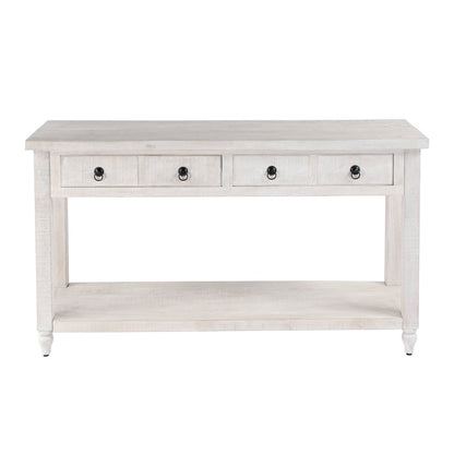 54 in. W Rectangular Solid Wood 2 Drawer Console Table with Open Lower Shelf