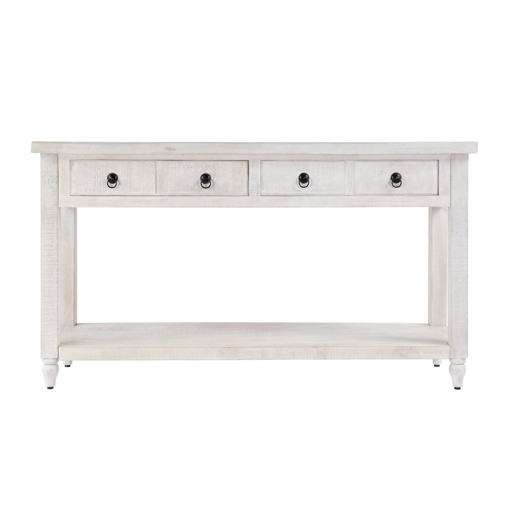 54 in. W Rectangular Solid Wood 2 Drawer Console Table with Open Lower Shelf