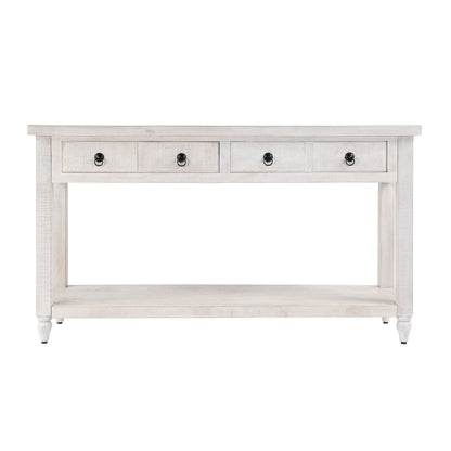 54 in. W Rectangular Solid Wood 2 Drawer Console Table with Open Lower Shelf