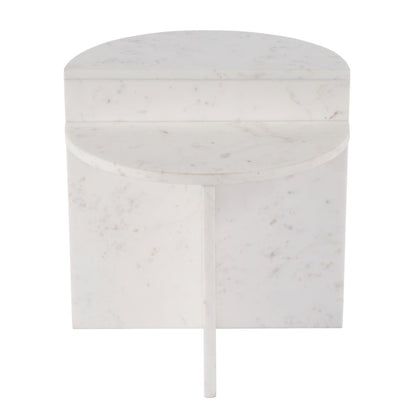 Vienna 19.5 in. W Round 100% Marble Accent Table, White