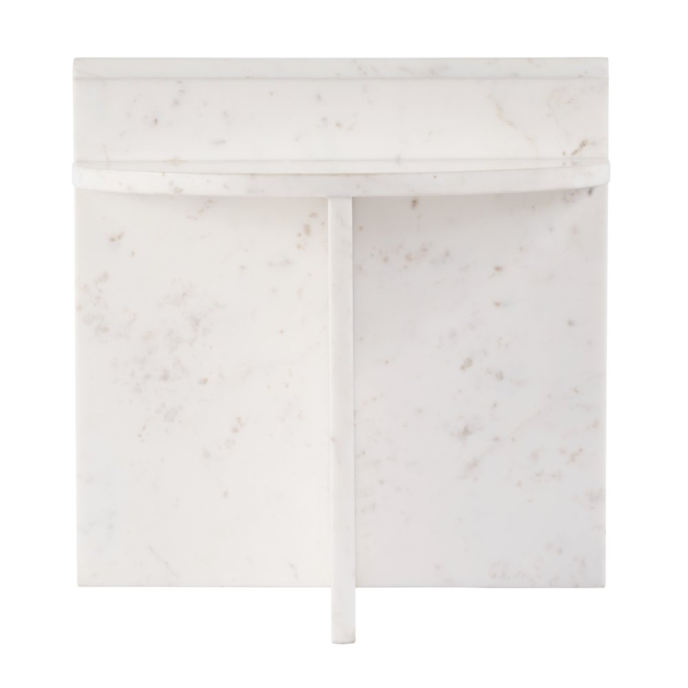 Vienna 19.5 in. W Round 100% Marble Accent Table, White