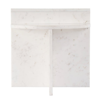 Vienna 19.5 in. W Round 100% Marble Accent Table, White