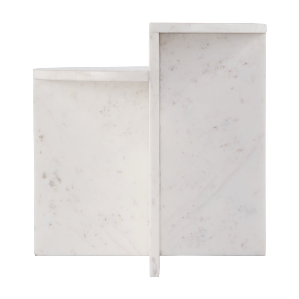 Vienna 19.5 in. W Round 100% Marble Accent Table, White