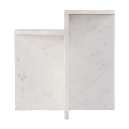 Vienna 19.5 in. W Round 100% Marble Accent Table, White
