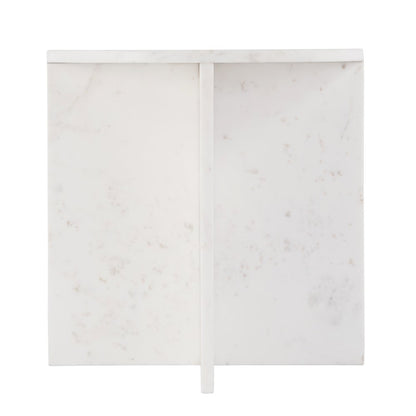 Vienna 19.5 in. W Round 100% Marble Accent Table, White