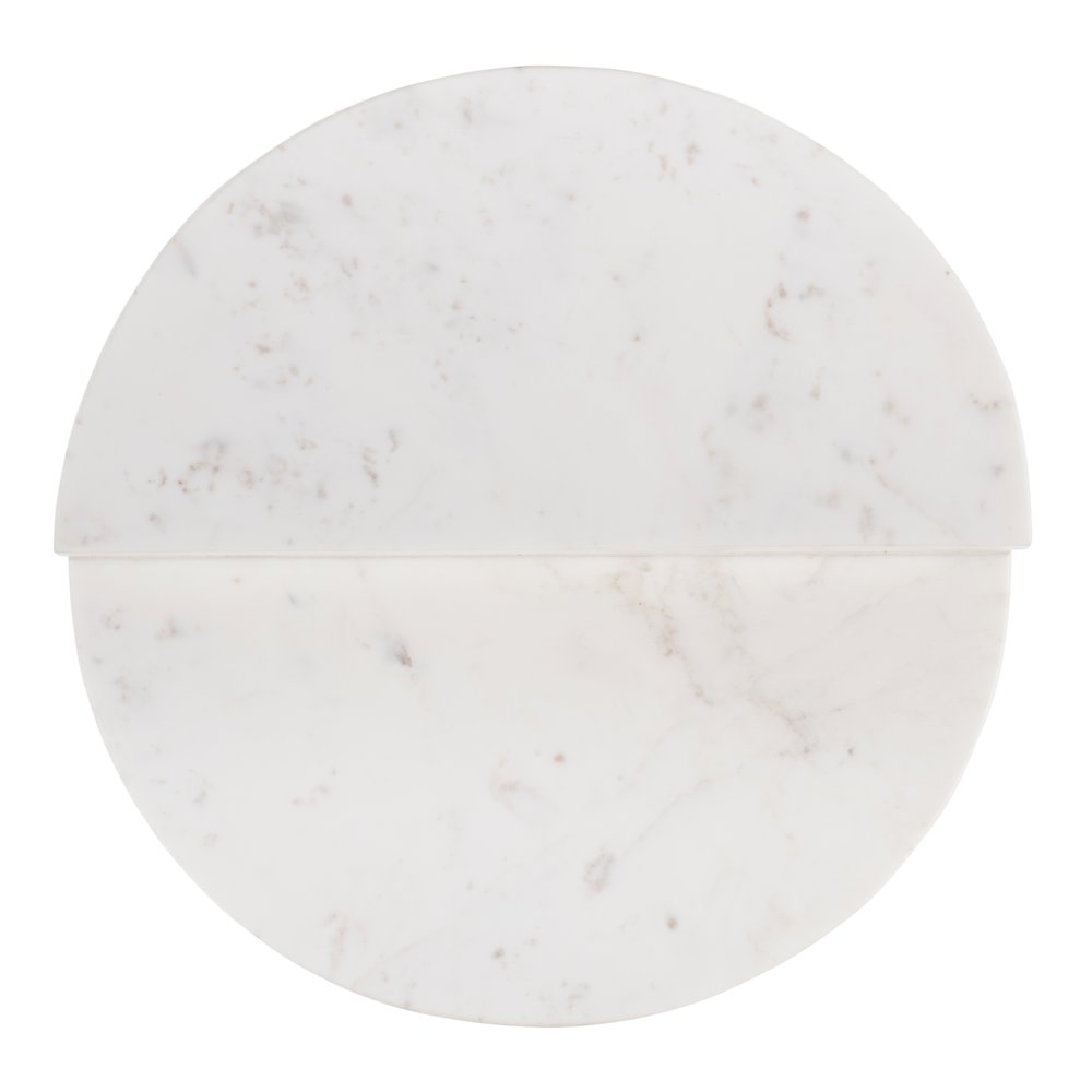 Vienna 19.5 in. W Round 100% Marble Accent Table, White