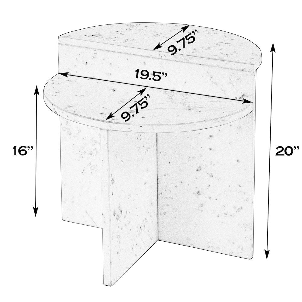 Vienna 19.5 in. W Round 100% Marble Accent Table, White